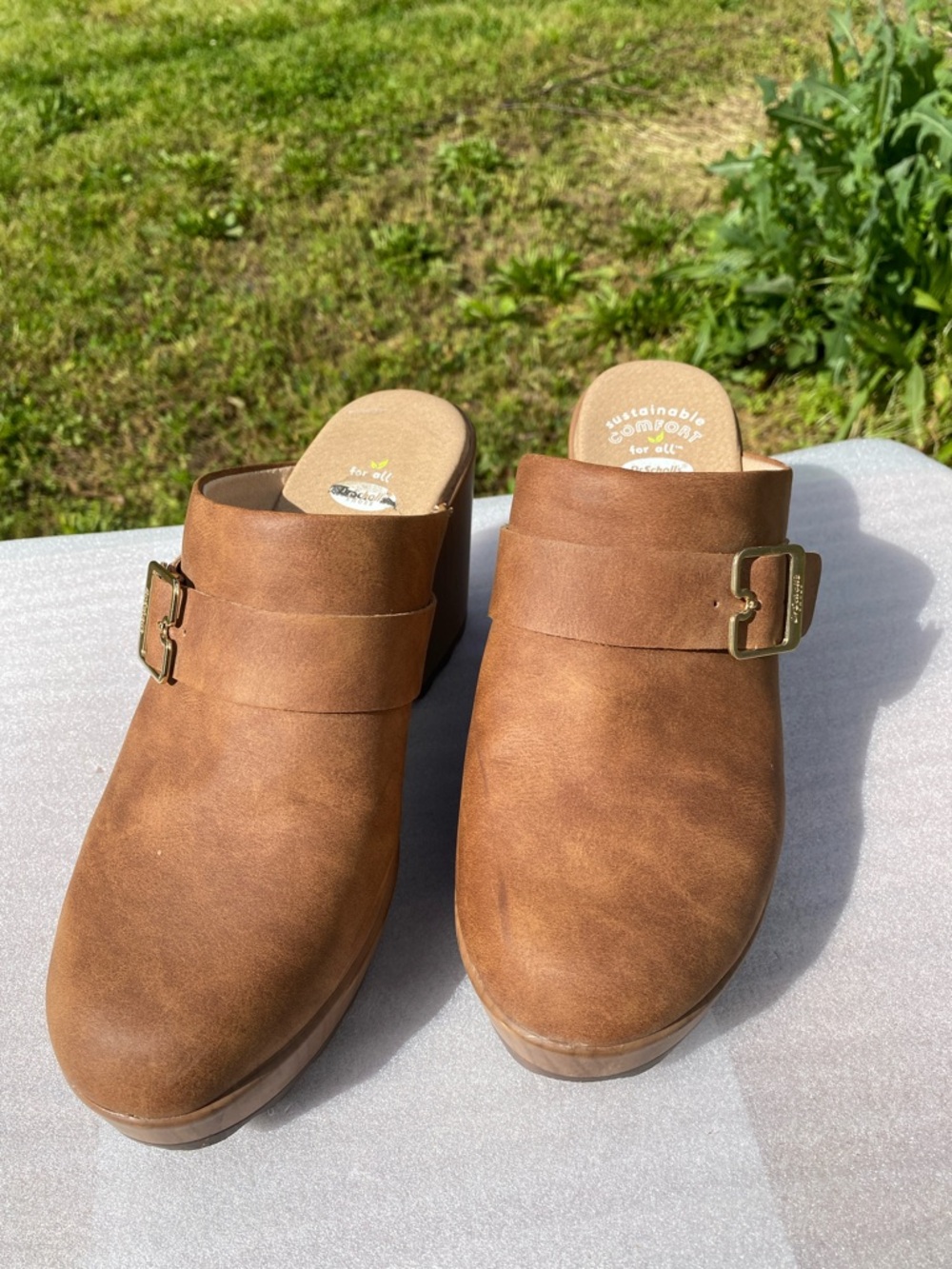 Dr. Scholl's Women's Size 7.5 Wake Up Clog Mules with Buckle Faux Leather